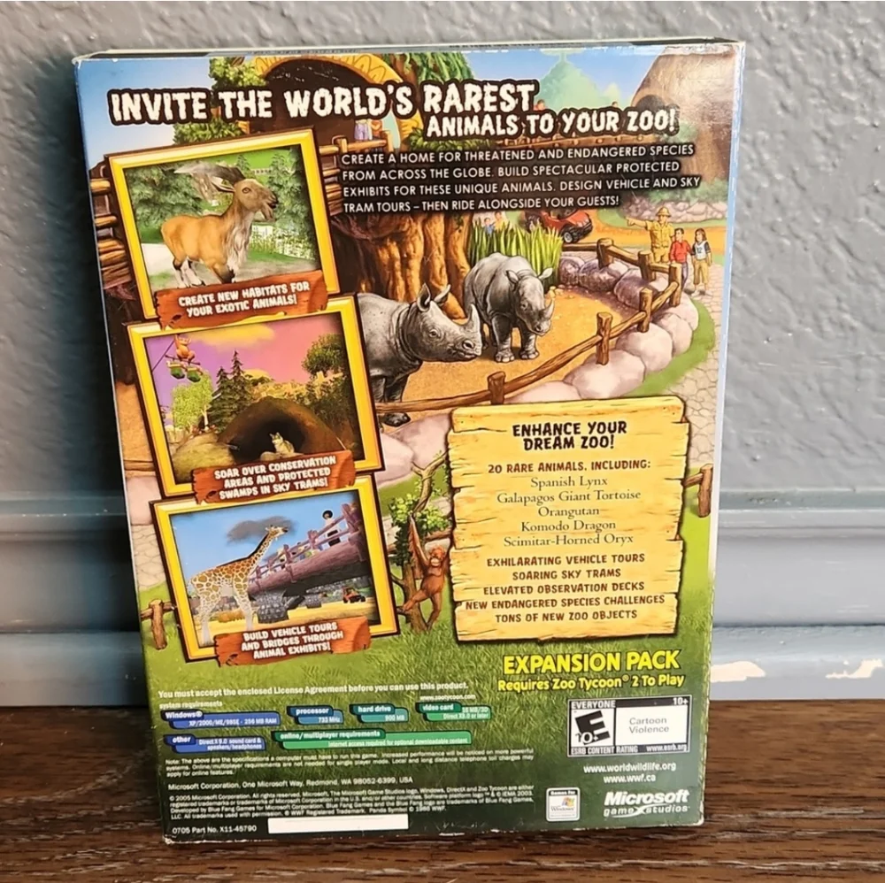 NWT Zoo Tycoon 2 Endangered Species Expansion Pack PC CD-ROM computer game